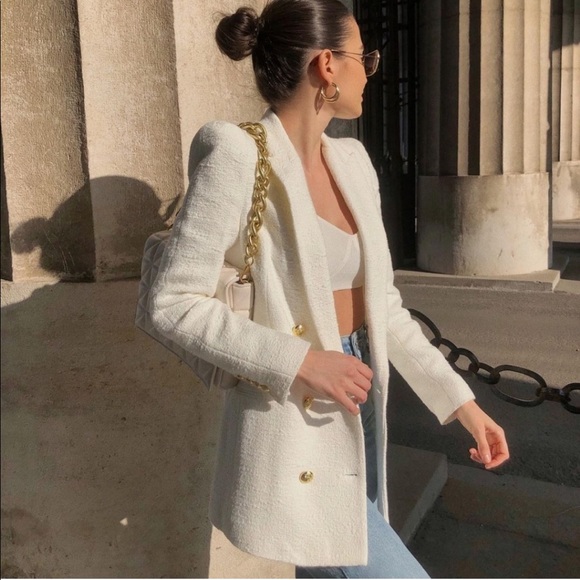 ZARA buttoned textured weave blazer - Picture 6 of 14